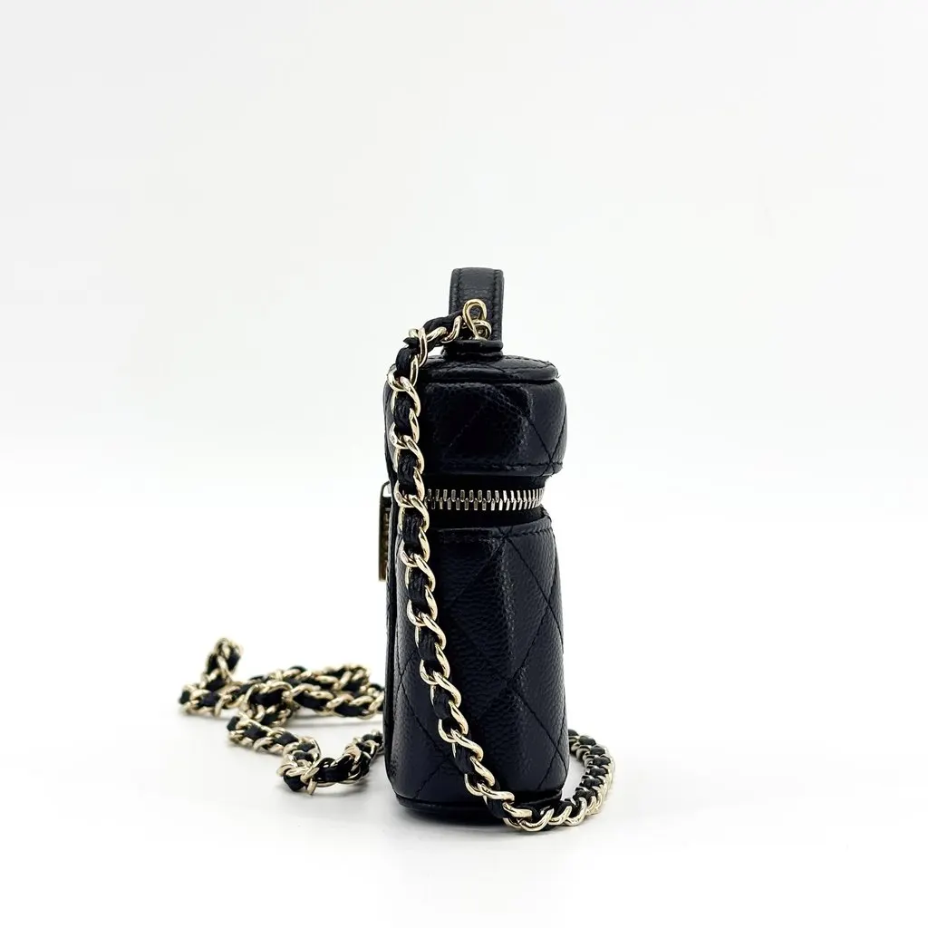 Chanel Classic Top Handle Vanity With Chain Black Caviar Gold Hardware Black Leather Very good - Box View