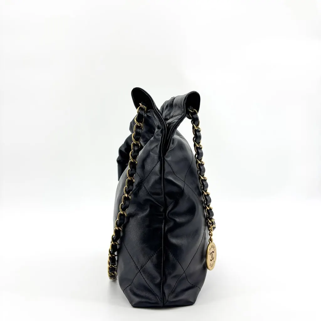 Chanel 22 Mini Bag Black Gold Black Leather Good - Inside View
