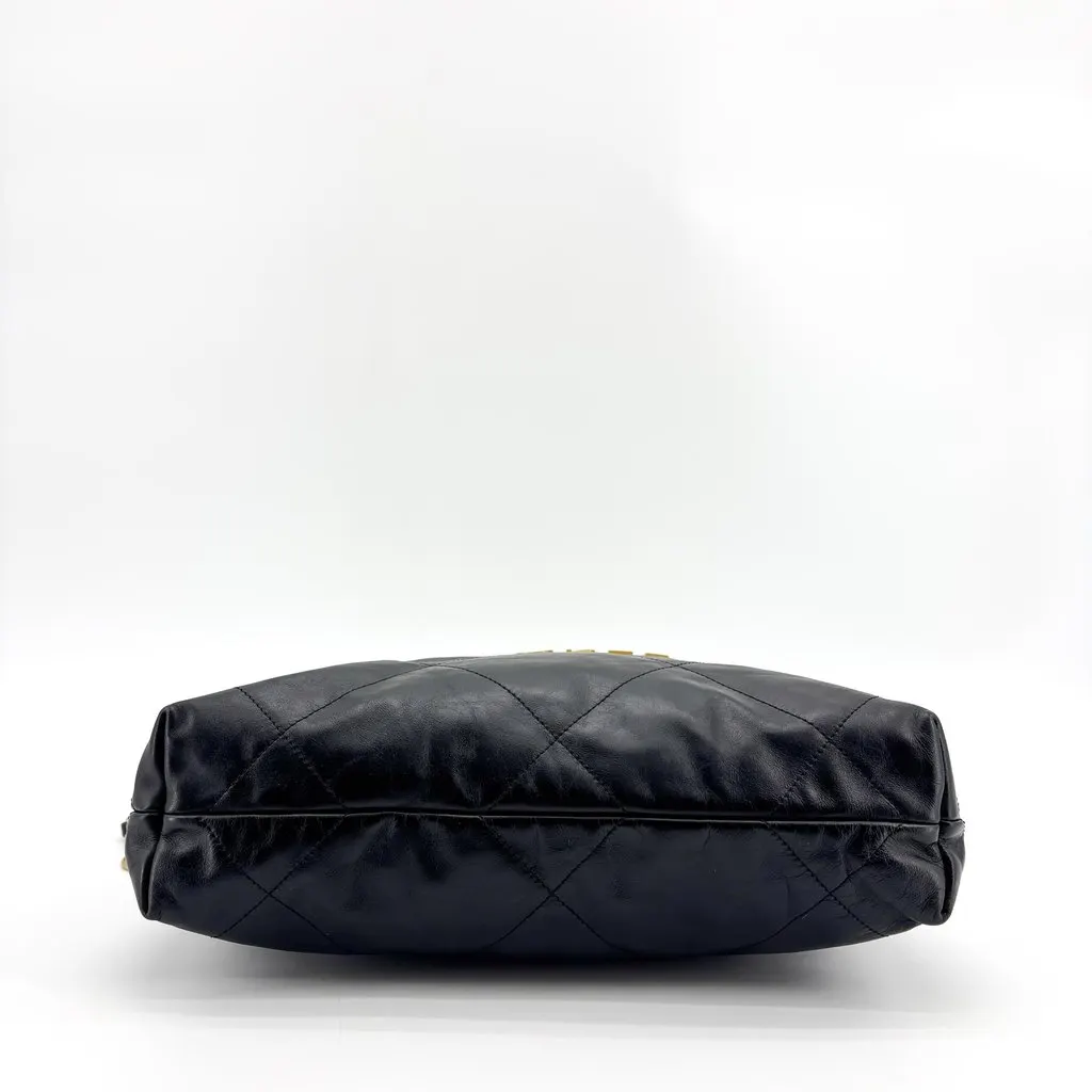 Chanel 22 Mini Bag Black Gold Black Leather Good - Box View