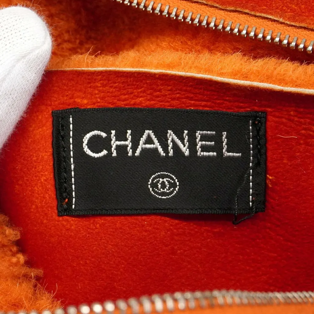 Chanel shoulder bag, shearling, orange, women's. Orange Good - Box View