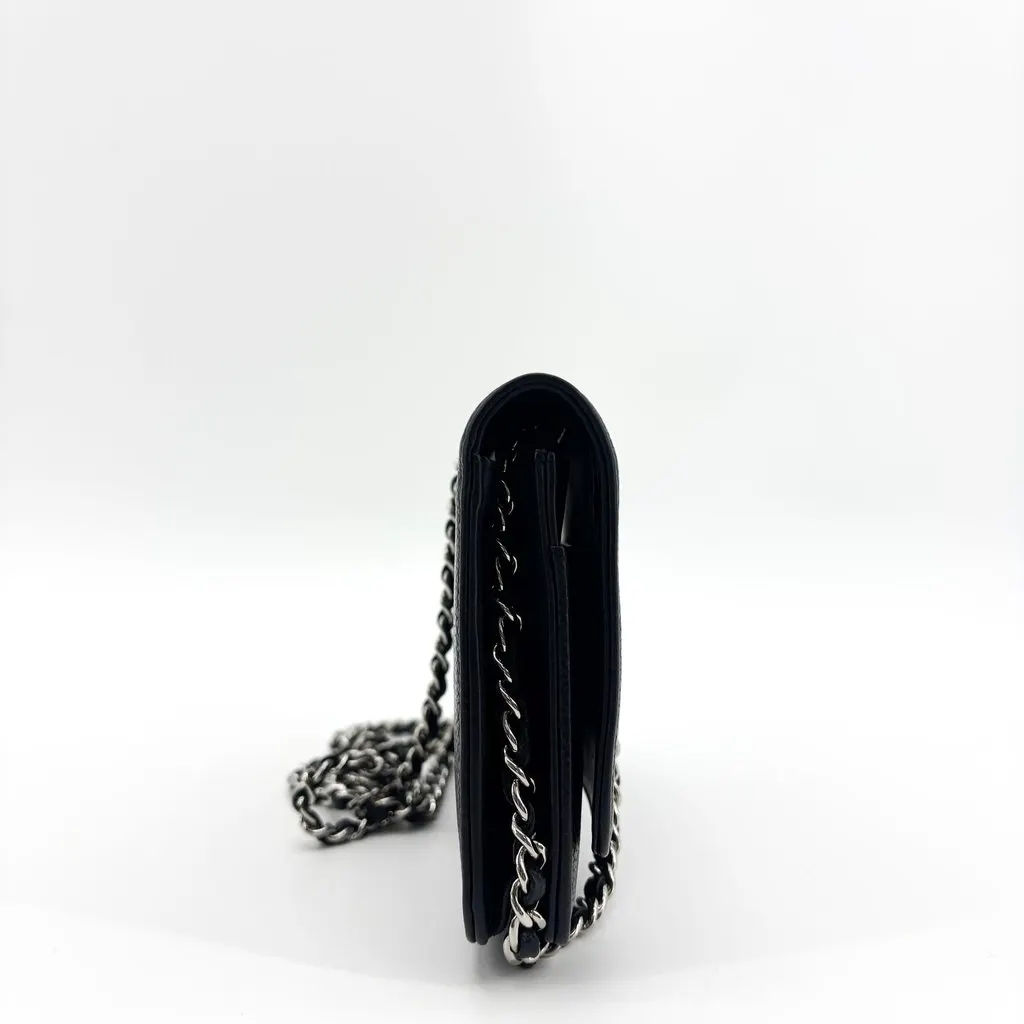 Chanel Timeless WOC Caviar Wallet on Chain Black Silver Hardware Black Leather Good - Box View