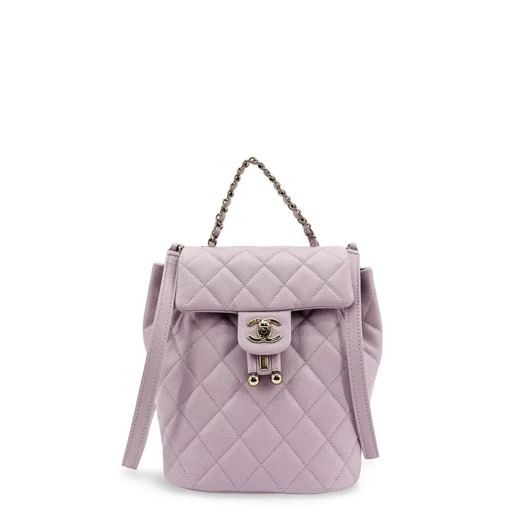 Chanel Small Duma Backpack Grained Calfskin Lilac Light Gold Purple Leather Very good - Front View