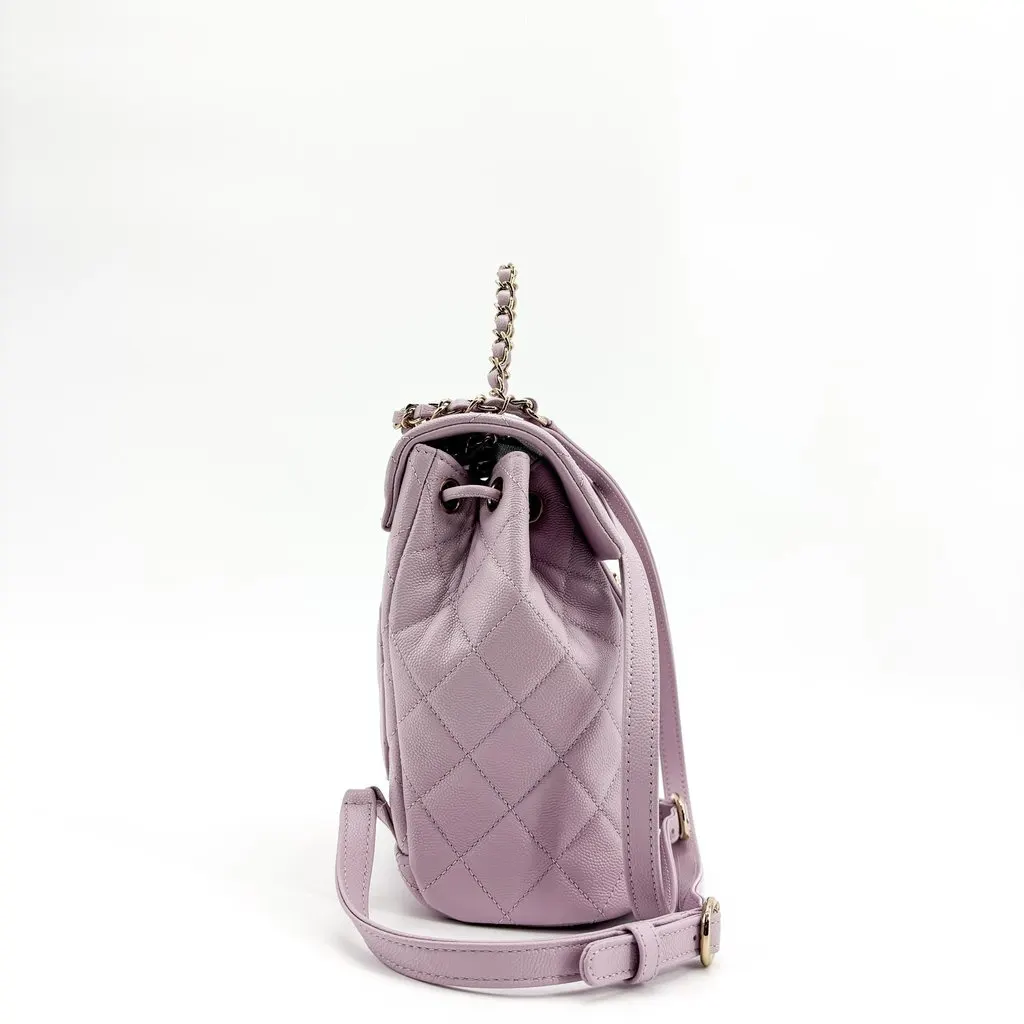 Chanel Small Duma Backpack Grained Calfskin Lilac Light Gold Purple Leather Very good - Box View