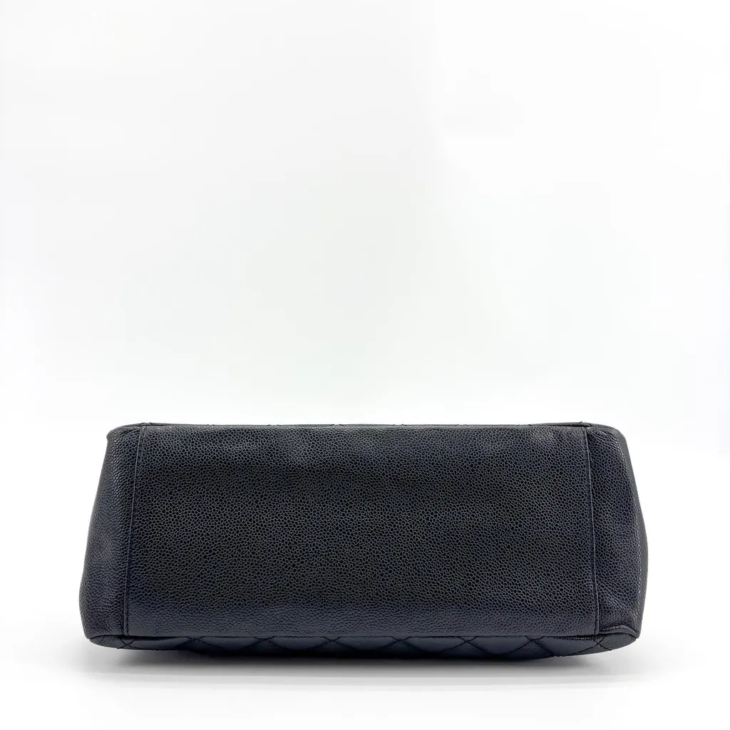 Chanel Caviar Grand Shopping Tote Black Gold Black Leather Good - Box View