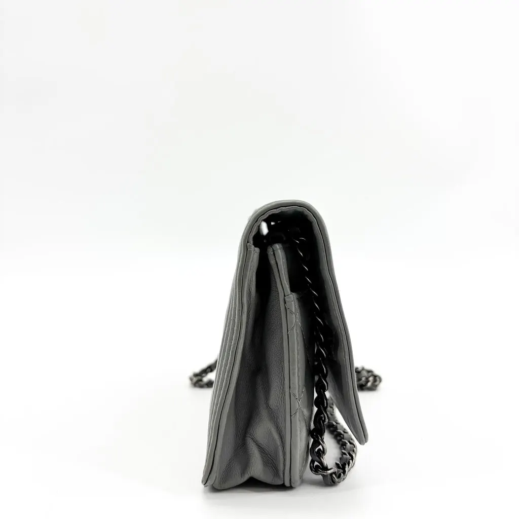Chanel Boy Wallet on Chain Gray Lambskin Vintage Silver Hardware MultiColor Leather Fair - Box View