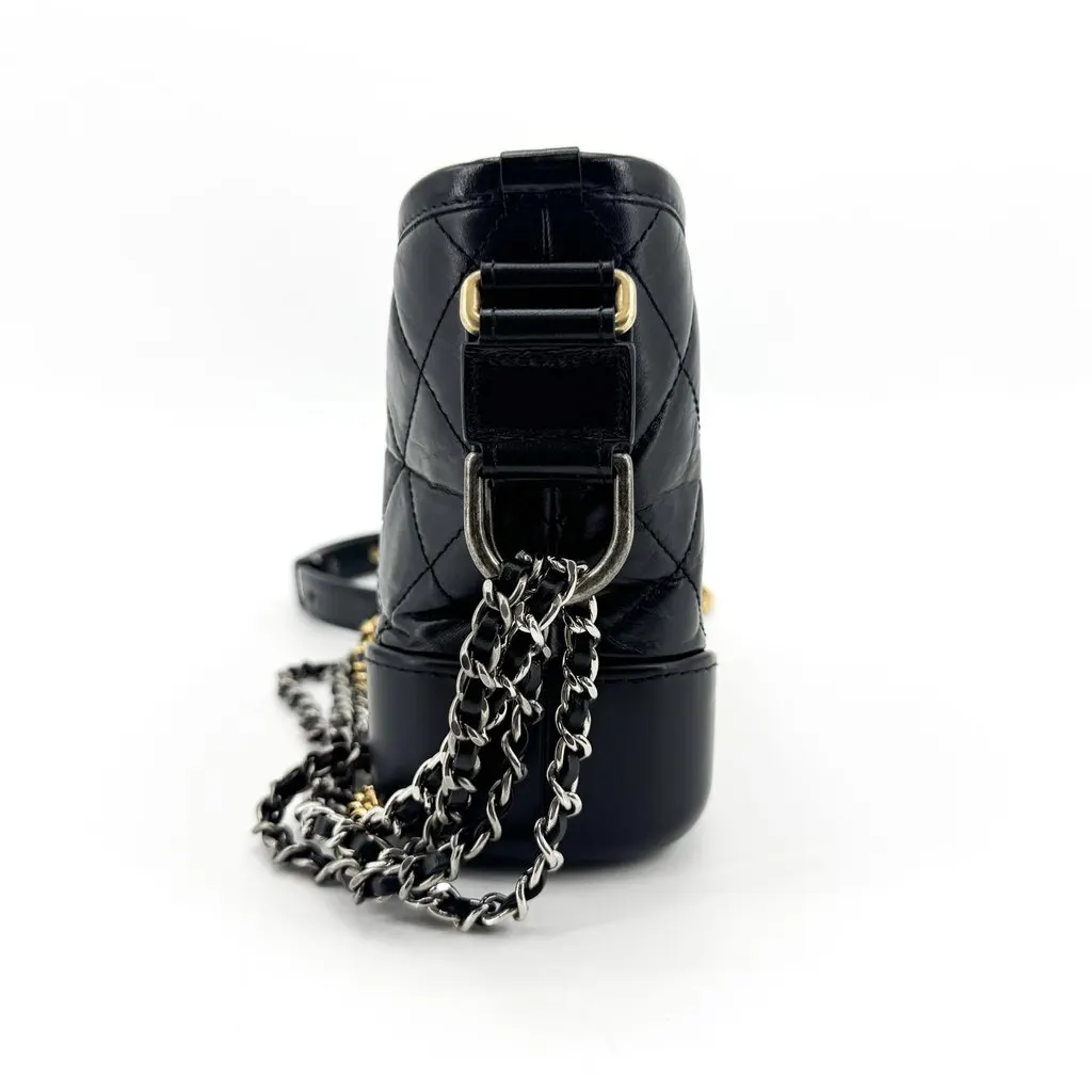 Chanel Gabrielle Small Hobo Bag Aged Calfskin Black Black Leather Good - Model View