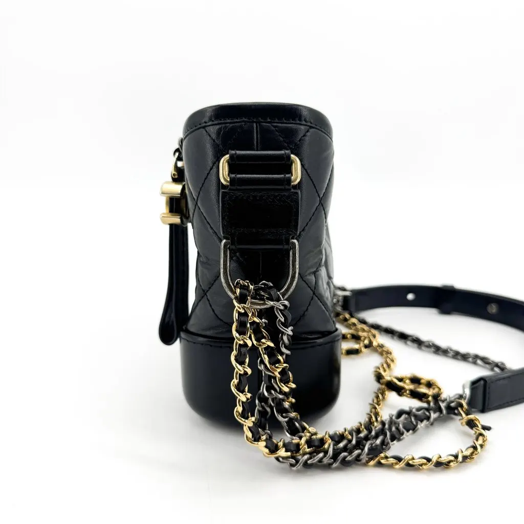 Chanel Gabrielle Small Hobo Bag Aged Calfskin Black Black Leather Good - Box View