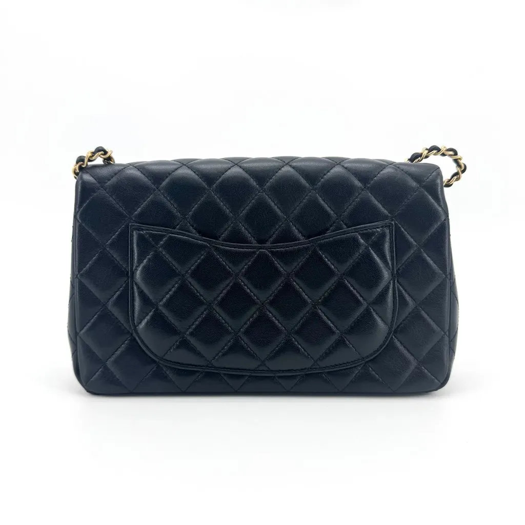 Chanel Classic Mini Rectangular Flap Bag Lambskin Black Gold Hardware Black Leather Good - Inside View