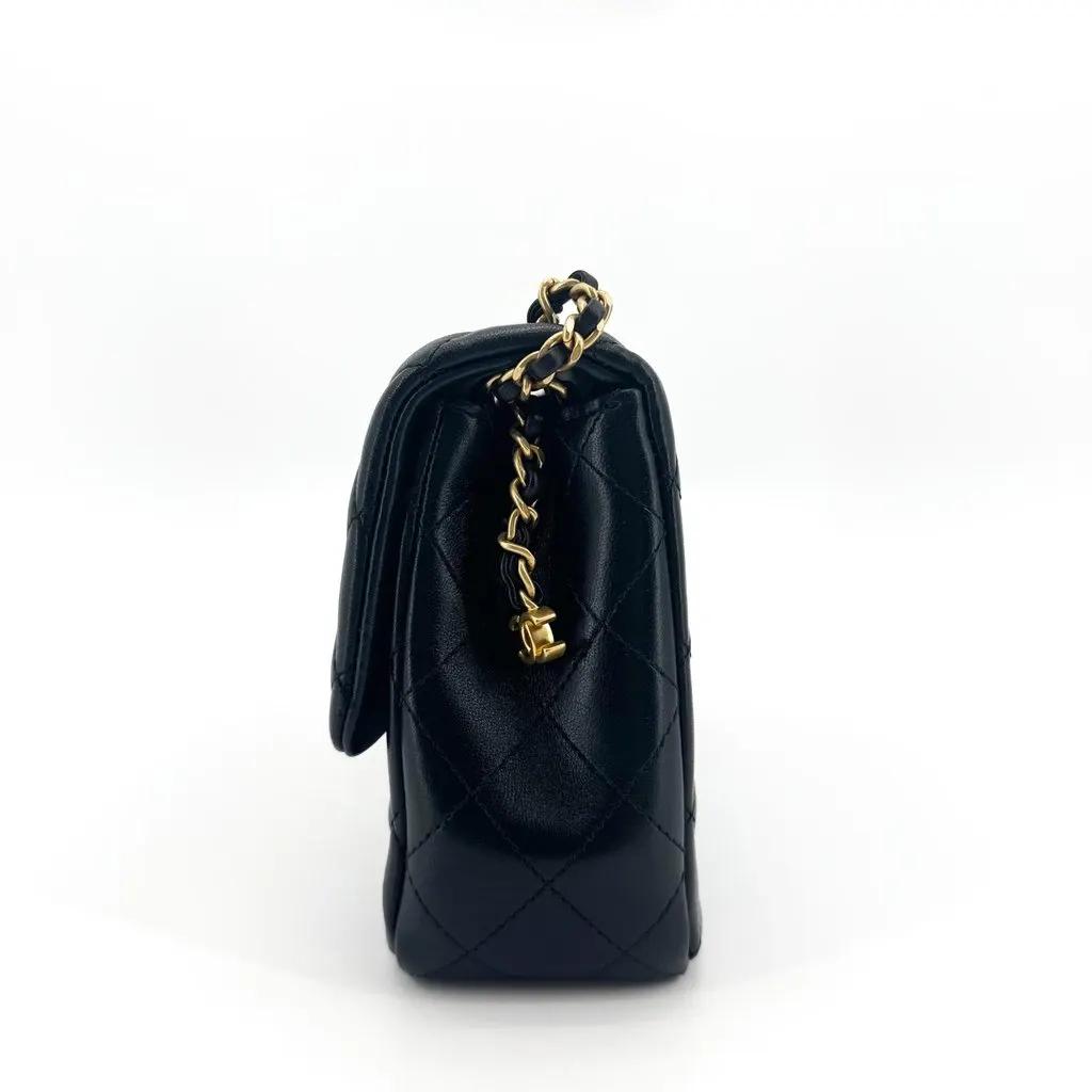 Chanel Classic Mini Rectangular Flap Bag Lambskin Black Gold Hardware Black Leather Good - Box View