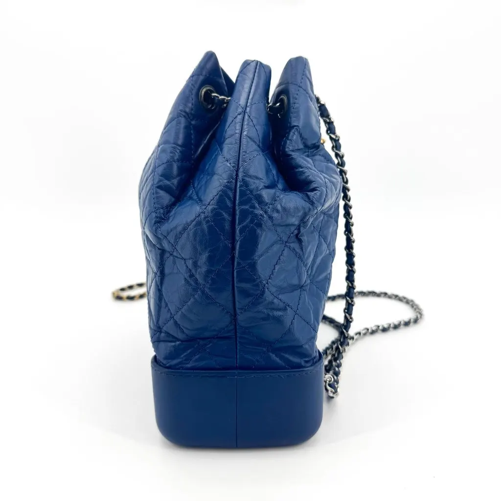 Chanel Gabrielle Backpack Small Blue Silver Hardware Blue Leather Good - Box View