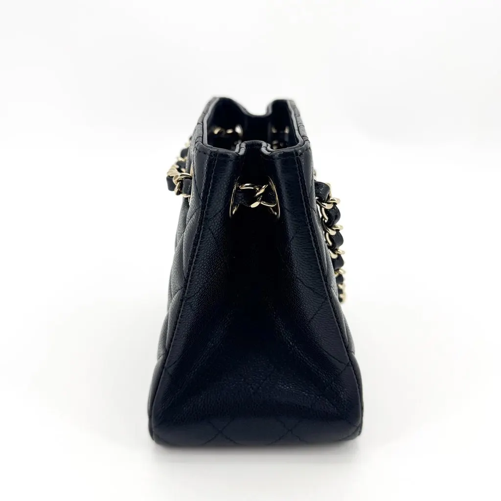 Chanel Caviar Quilted Small Hobo Bag Gold Black Black Leather Very good - Box View