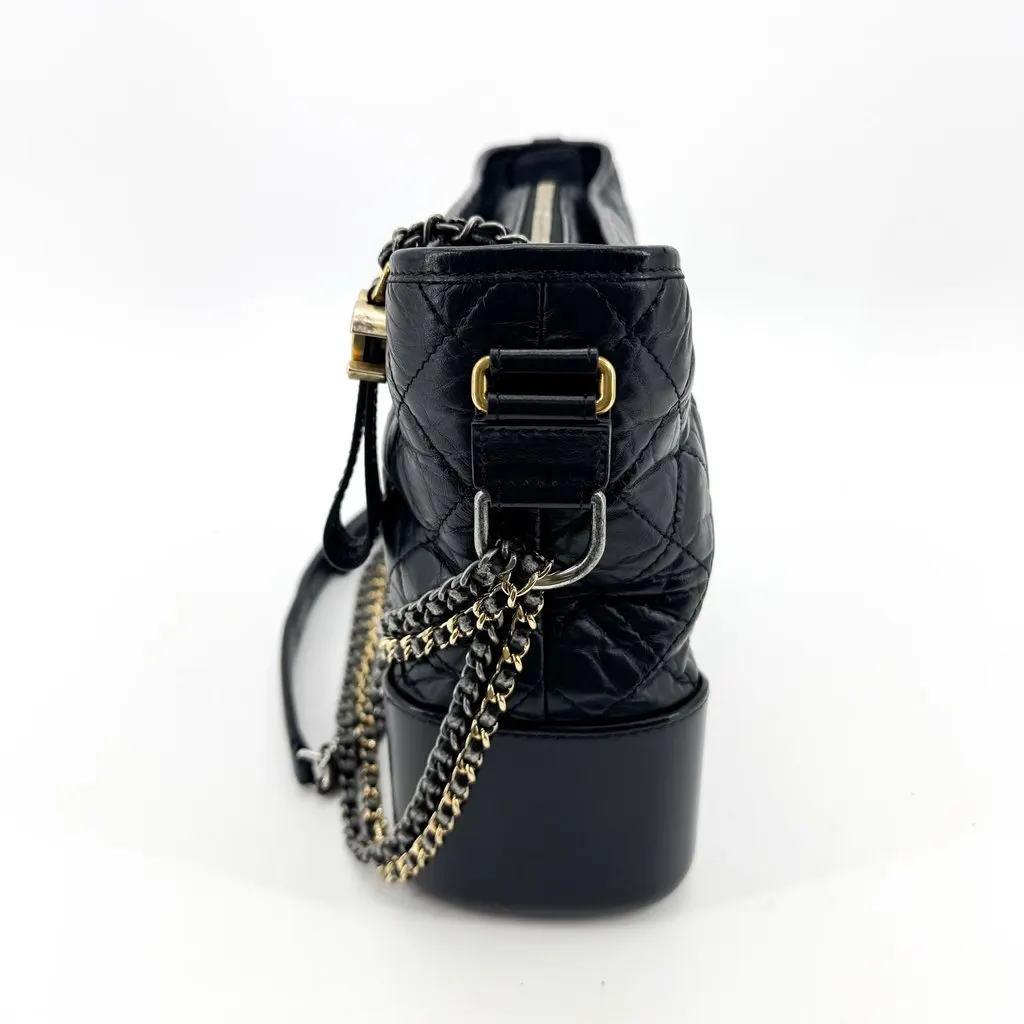 Chanel Gabrielle Small Hobo Bag Black Black Leather Good - Model View