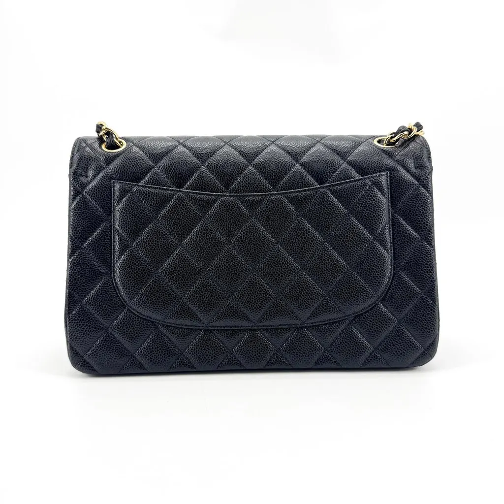 Chanel Classic Medium Flap Bag Caviar Gold Black Black Leather Very good - Inside View