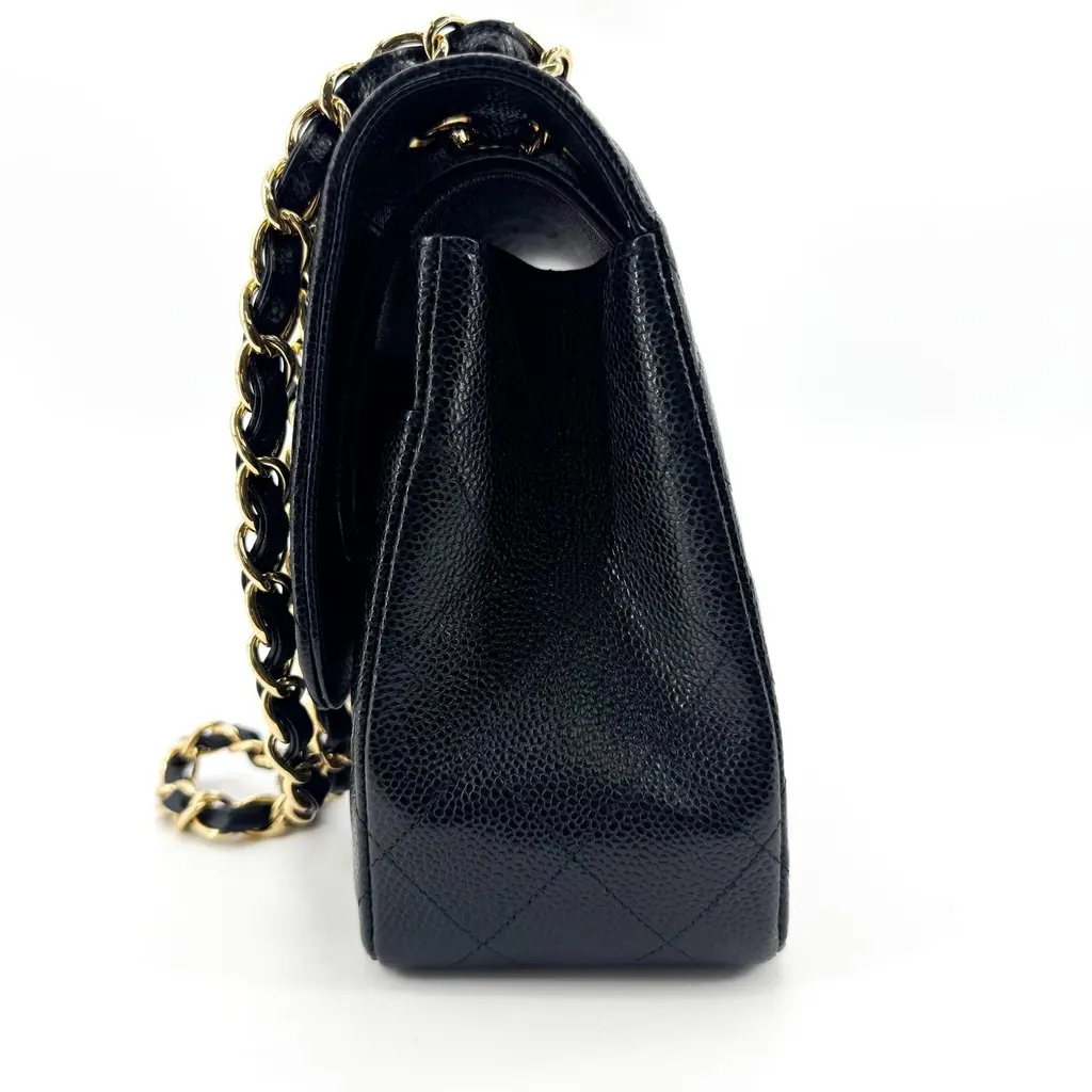 Chanel Classic Medium Flap Bag Caviar Gold Black Black Leather Very good - Model View