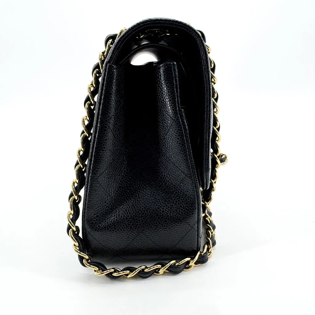 Chanel Classic Medium Flap Bag Caviar Gold Black Black Leather Very good - Box View