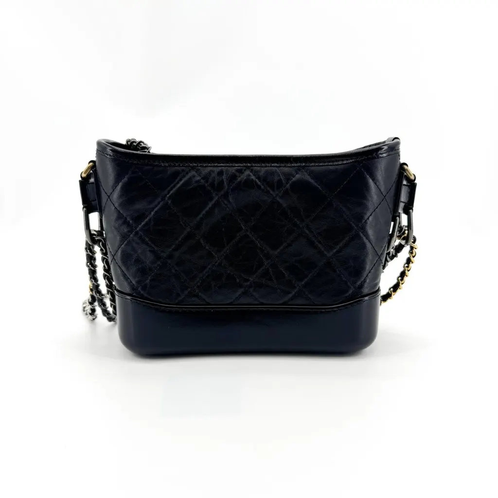 Chanel Gabrielle Small Hobo Bag Vintage Calfskin Black Black Leather Good - Inside View