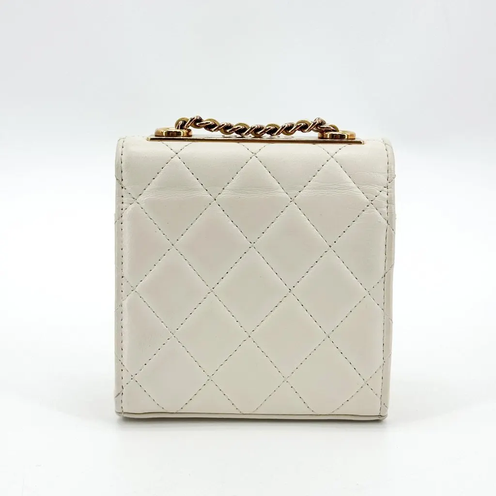 Chanel Trendy CC Micro Top Handle Clutch with Chain White Gold Gold Leather Good - Inside View