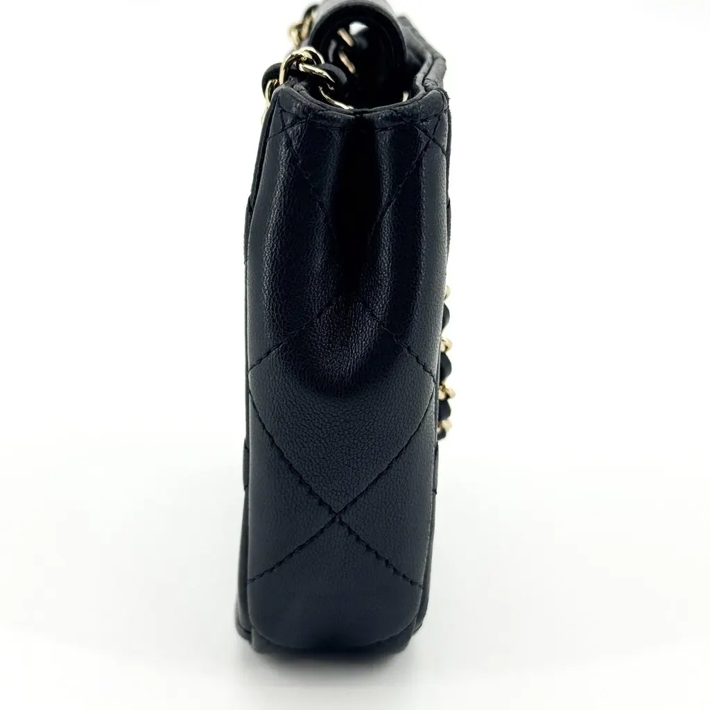 Chanel Classic Mini Shopping Bag Caviar Gold Black Black Leather Good - Box View