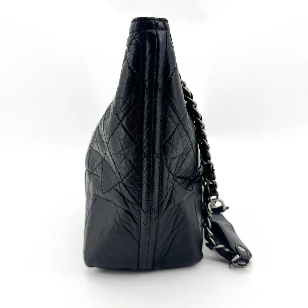 Chanel CC Crave Tote Bag Medium Silver Hardware Black Black Leather Good - Box View