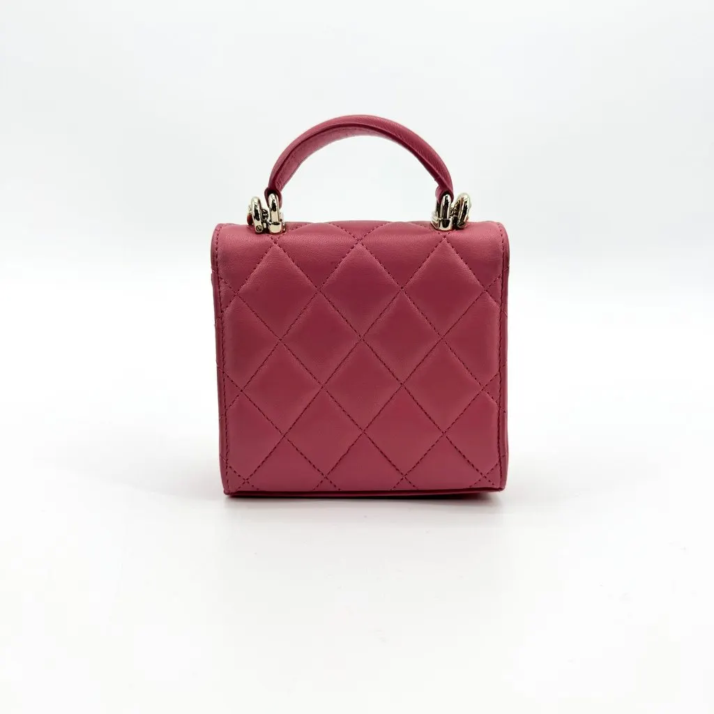 Chanel Classic Flap Coin Purse with Chain Top Handle Lambskin Gold Pink Pink Leather Good - Inside View