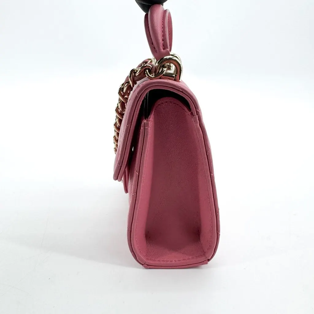 Chanel Classic Flap Coin Purse with Chain Top Handle Lambskin Gold Pink Pink Leather Good - Model View