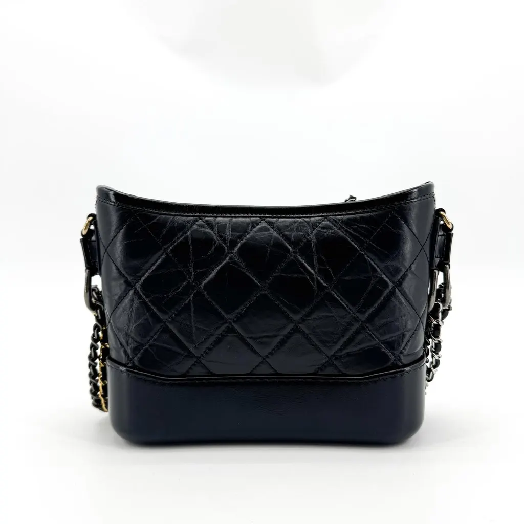 Chanel Small Gabrielle Hobo Bag Black Aged Calfskin Black Leather Very good - Inside View