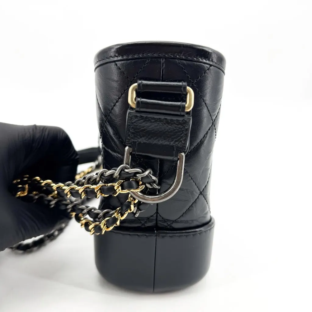 Chanel Small Gabrielle Hobo Bag Black Aged Calfskin Black Leather Very good - Model View