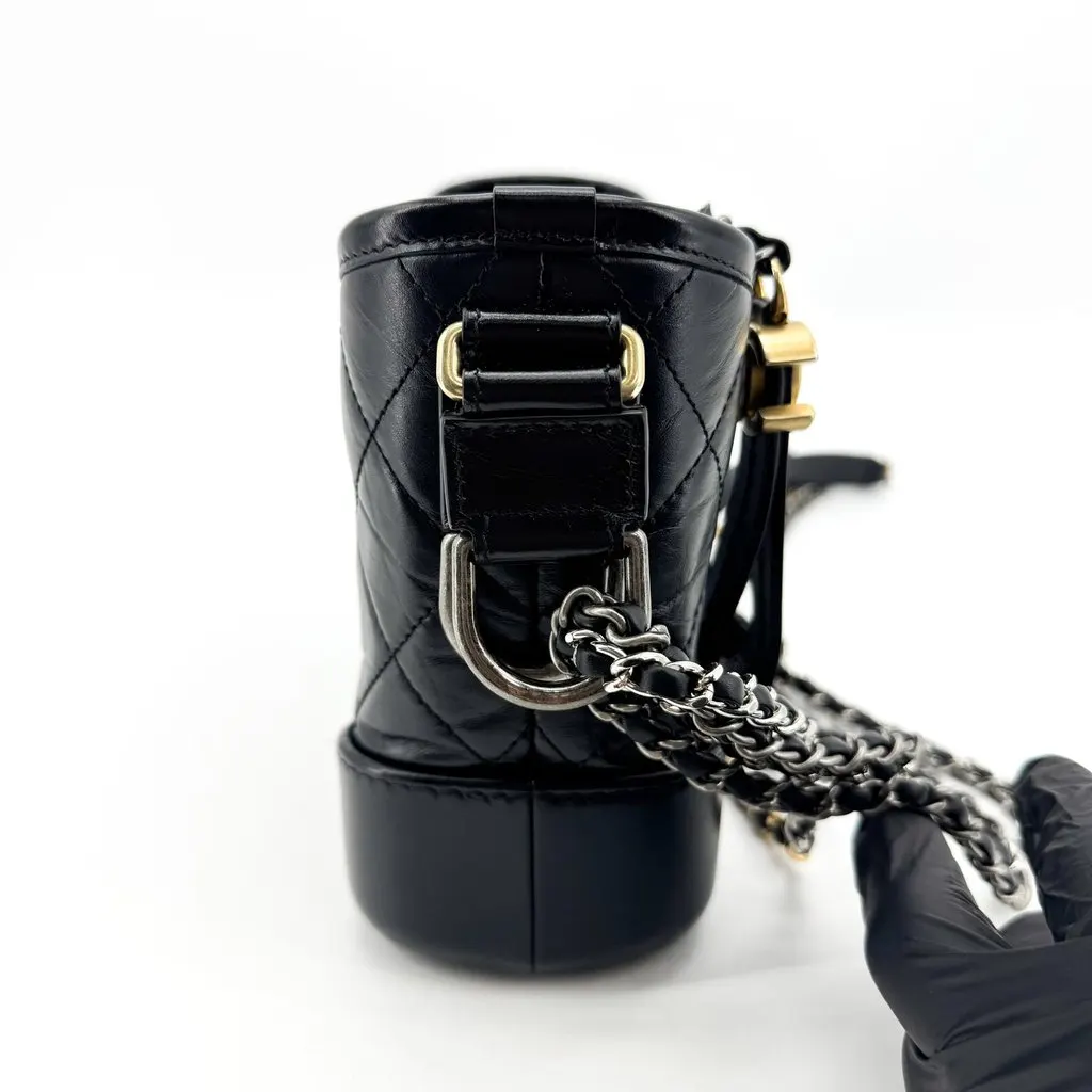 Chanel Small Gabrielle Hobo Bag Black Aged Calfskin Black Leather Very good - Box View