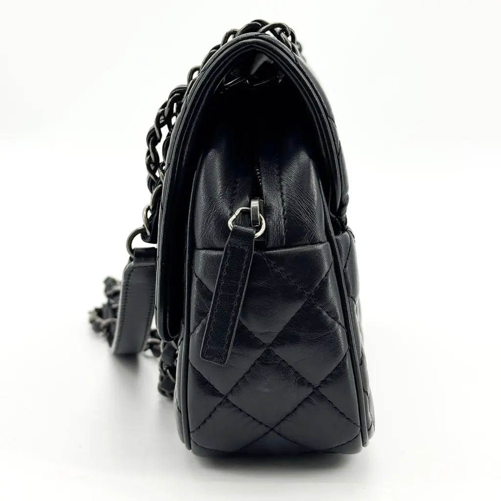 Chanel 31 Rue Cambon Flap Bag Aged Calfskin Silver Black Black Leather Good - Inside View