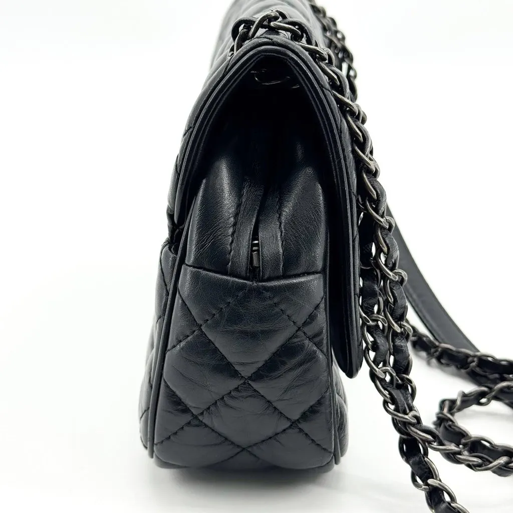 Chanel 31 Rue Cambon Flap Bag Aged Calfskin Silver Black Black Leather Good - Model View