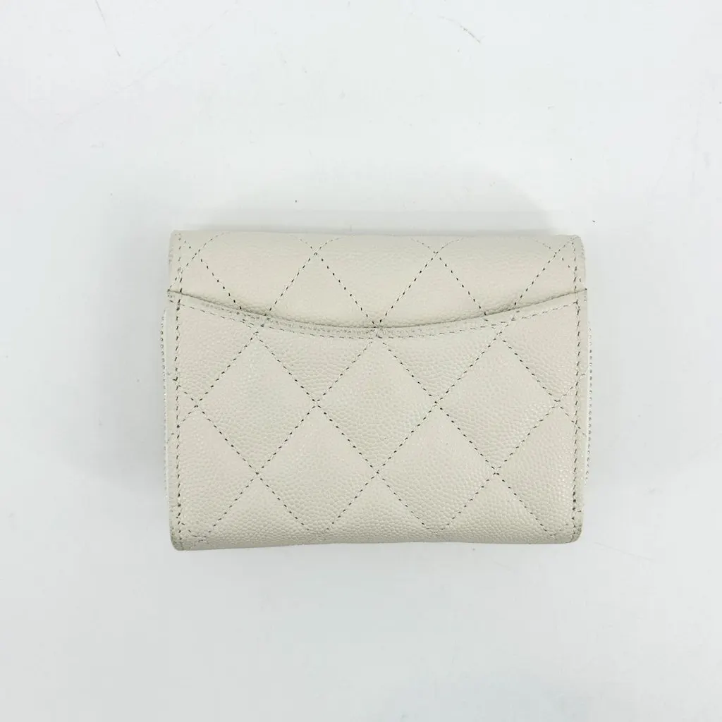 Chanel Classic Flap Card Holder Caviar Gold White White Leather Very good - Inside View