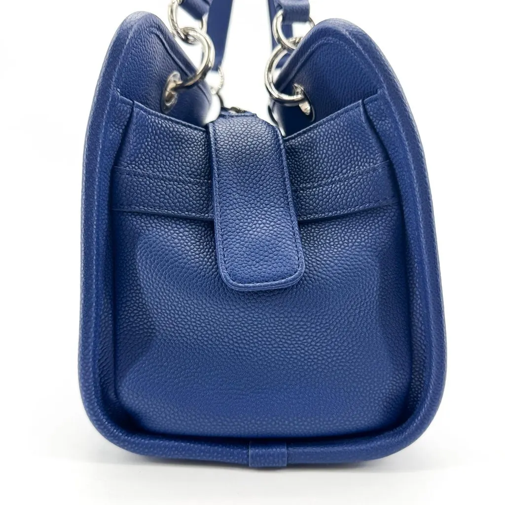 Chanel Caviar Quilted Tote Bag Navy Silver Navy Leather Good - Box View