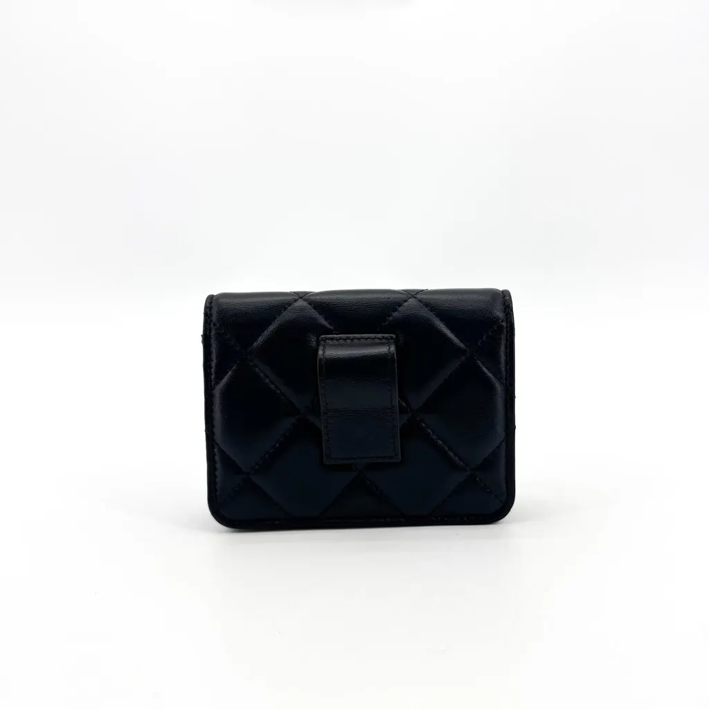 Chanel Classic Flap Card Holder Black Gold Black Leather Very good - Inside View
