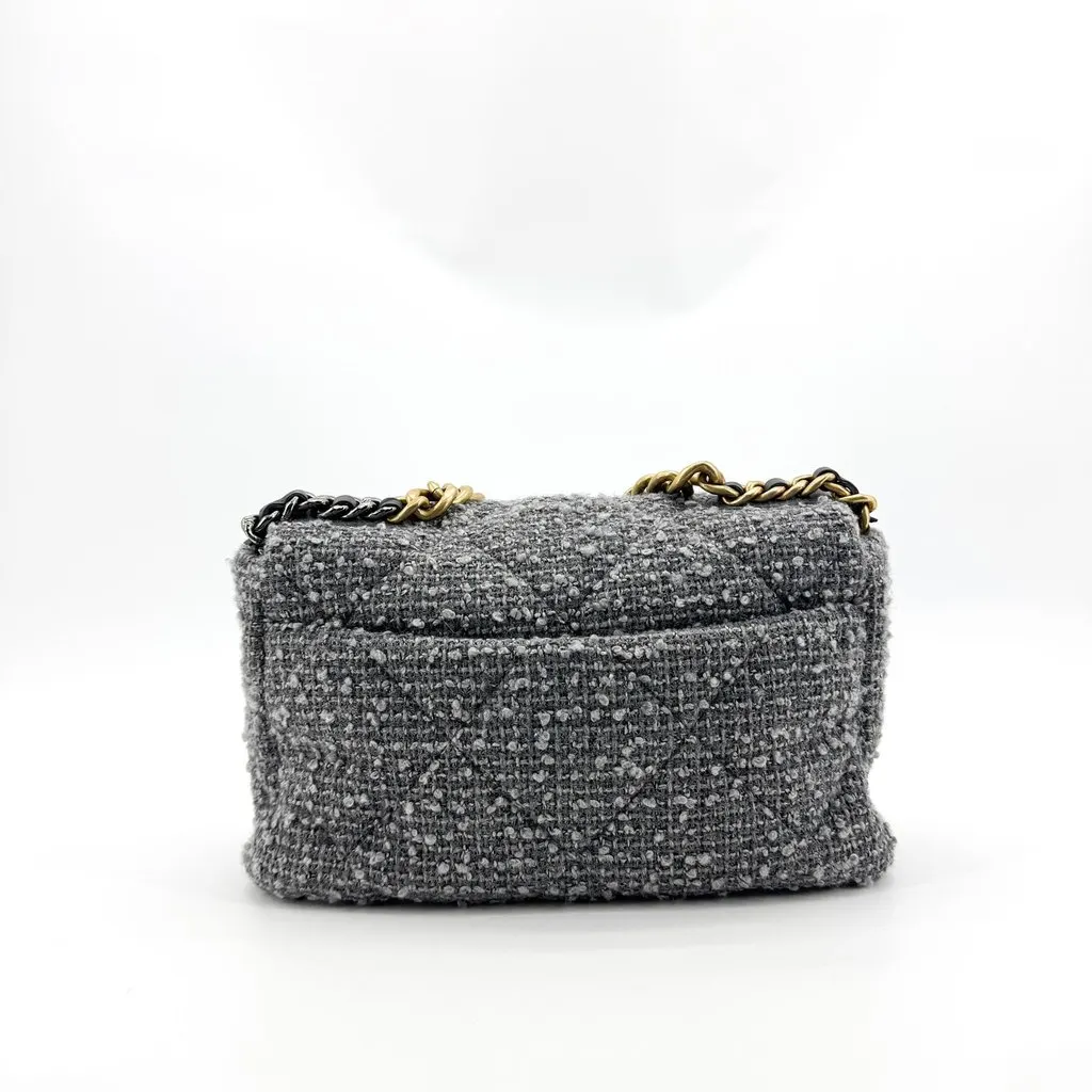 Chanel 19 Mini Flap Bag Tweed Grey MultiColor Tweed Good - Inside View