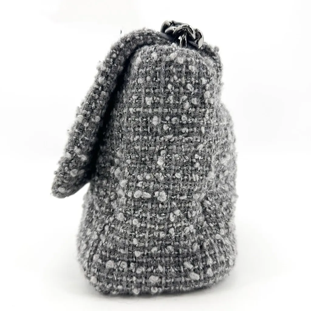 Chanel 19 Mini Flap Bag Tweed Grey MultiColor Tweed Good - Model View