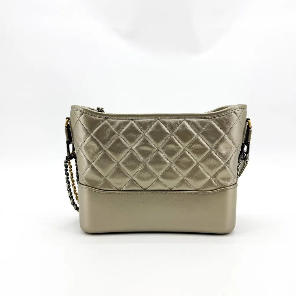 Chanel Gabrielle Small Hobo Bag Metallic Gold Gold Leather Good - Inside View