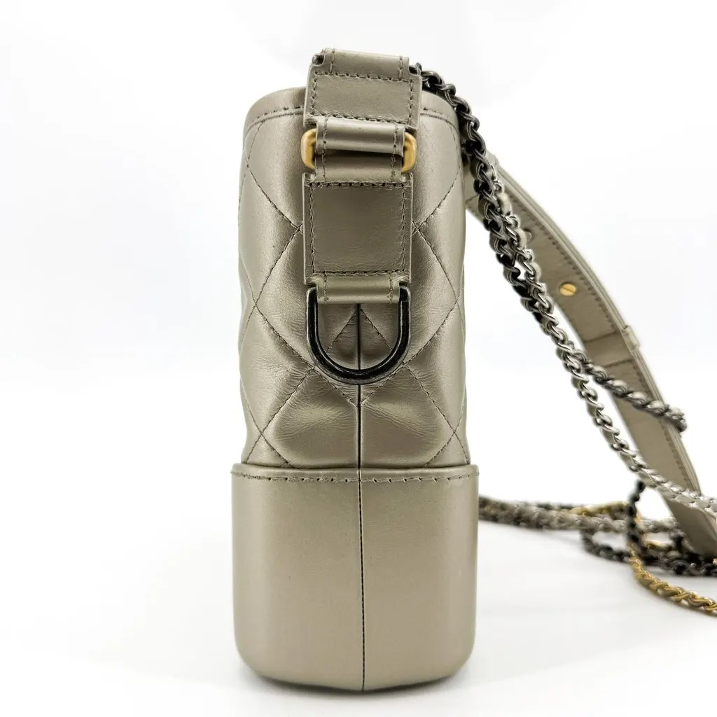 Chanel Gabrielle Small Hobo Bag Metallic Gold Gold Leather Good - Model View