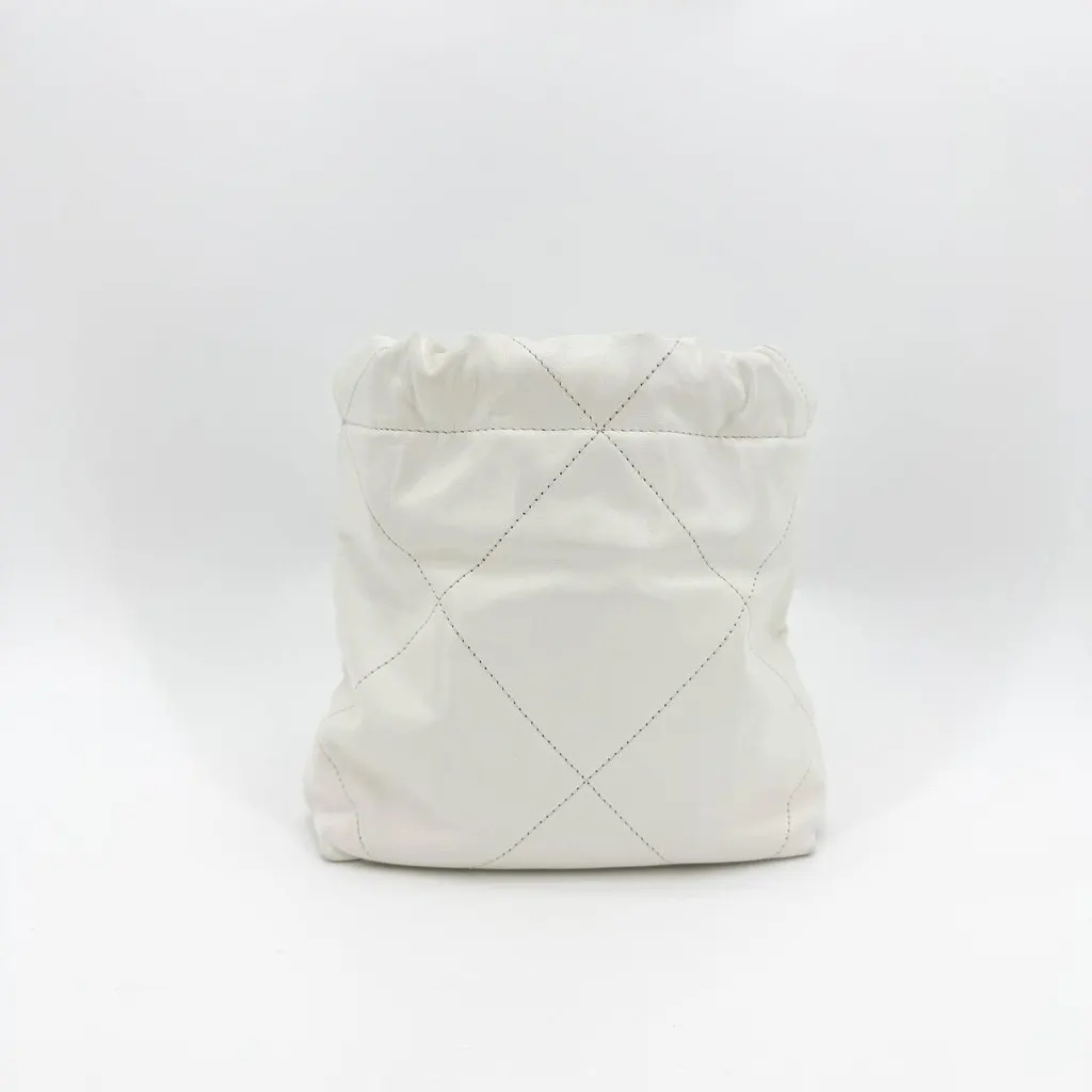 Chanel 22 Mini Pouch White Gold Hardware White Leather Good - Inside View