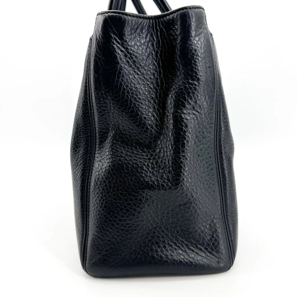 Chanel Executive Cerf Tote Bag Silver Hardware Black Black Leather Good - Box View