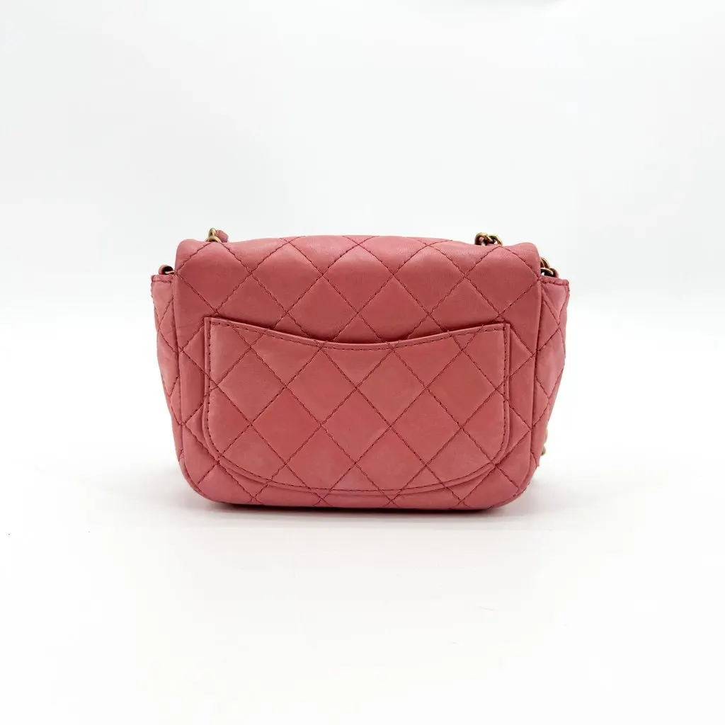 Chanel Jeweled CC Mini Flap Bag Pink Gold Leather Good - Inside View