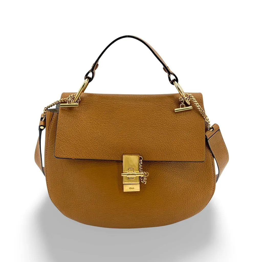 Chloé Drew Bijou Shoulder Bag Medium Brown Brown Leather Very good - Front View