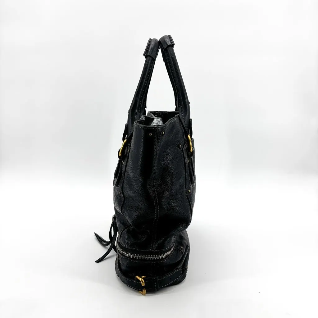 Chloé Bay Tote Bag Black Black Leather Good - Inside View