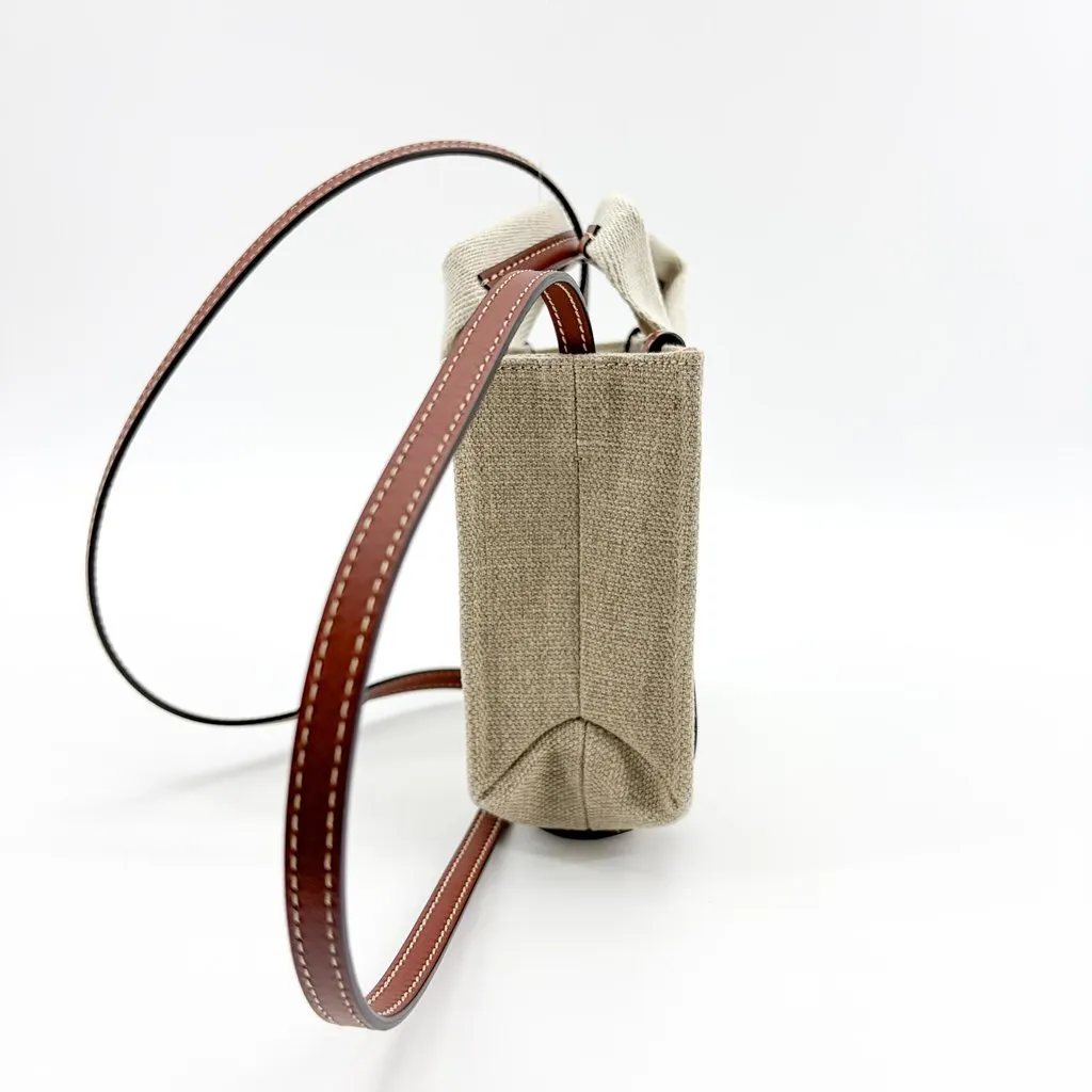 Chloé Chloe Mini Woody Tote Bag Brown Beige Linen Very good - Box View