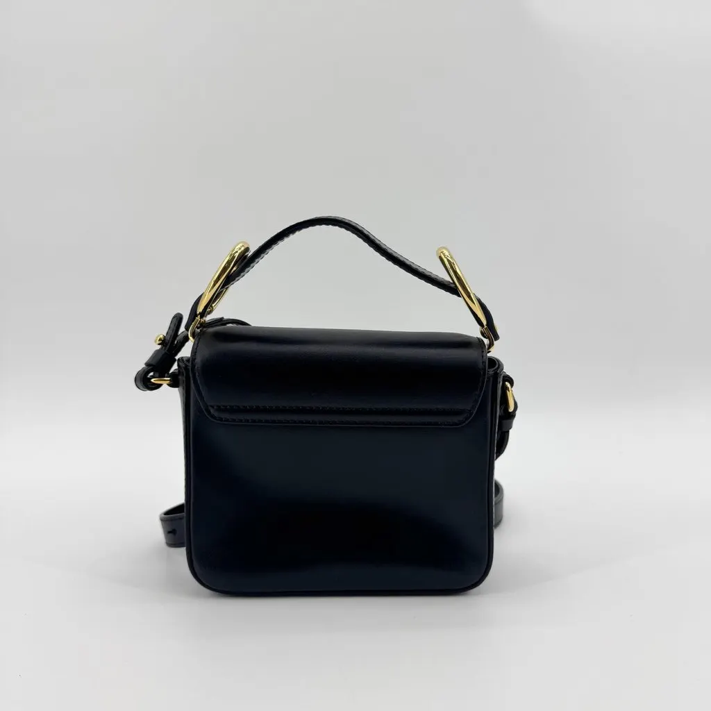 Chloé C Mini Shoulder Bag Black Black Leather Good - Back View