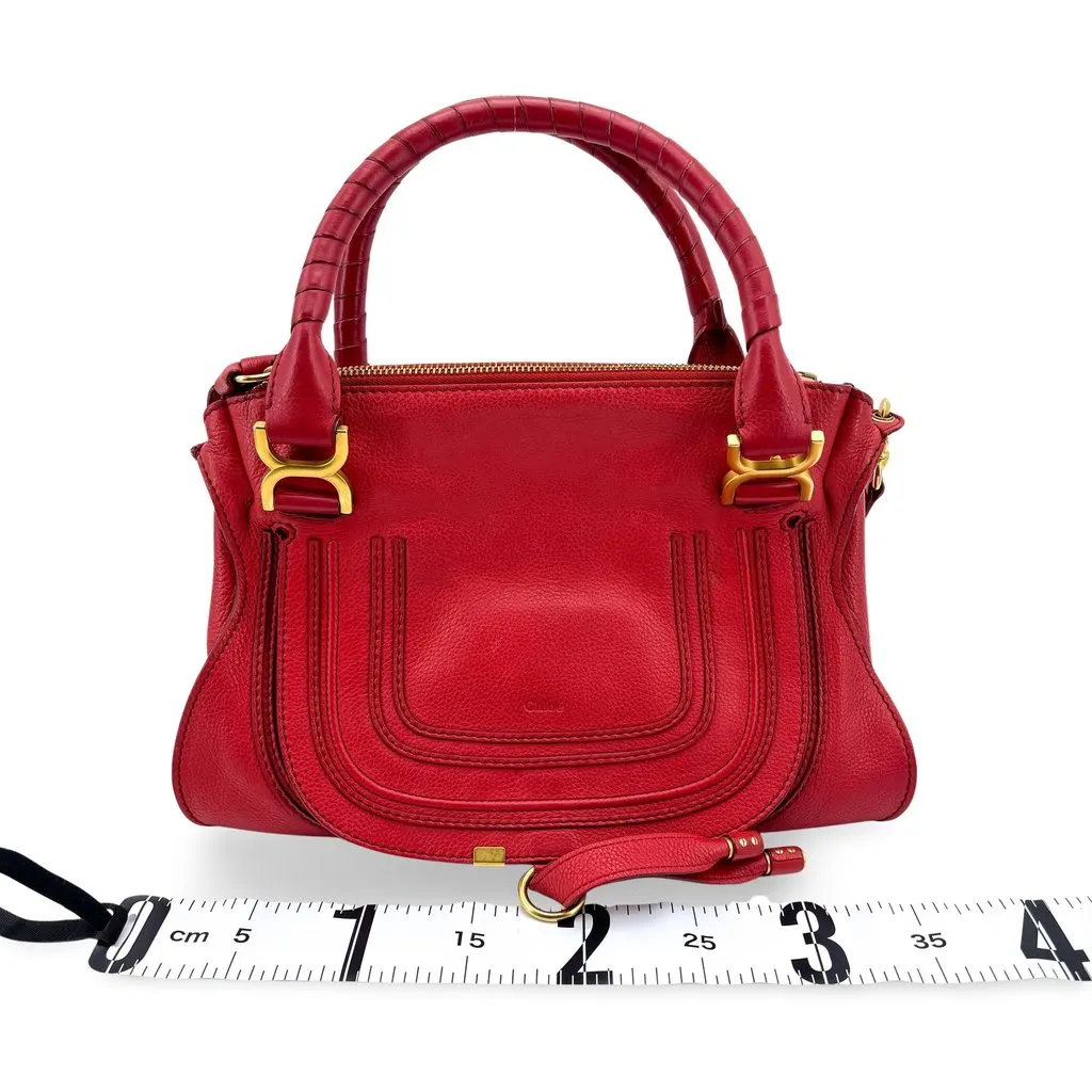 Chloé Chloe Marcie Medium Top Handle Bag Red Red Large Leath