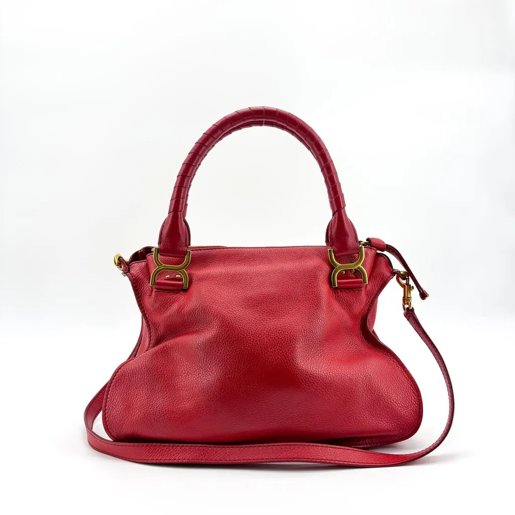 Chloé Chloe Marcie Medium Top Handle Bag Red Red Leather Good - Inside View