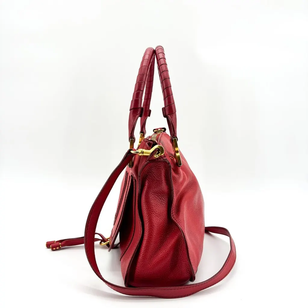 Chloé Chloe Marcie Medium Top Handle Bag Red Red Leather Good - Model View