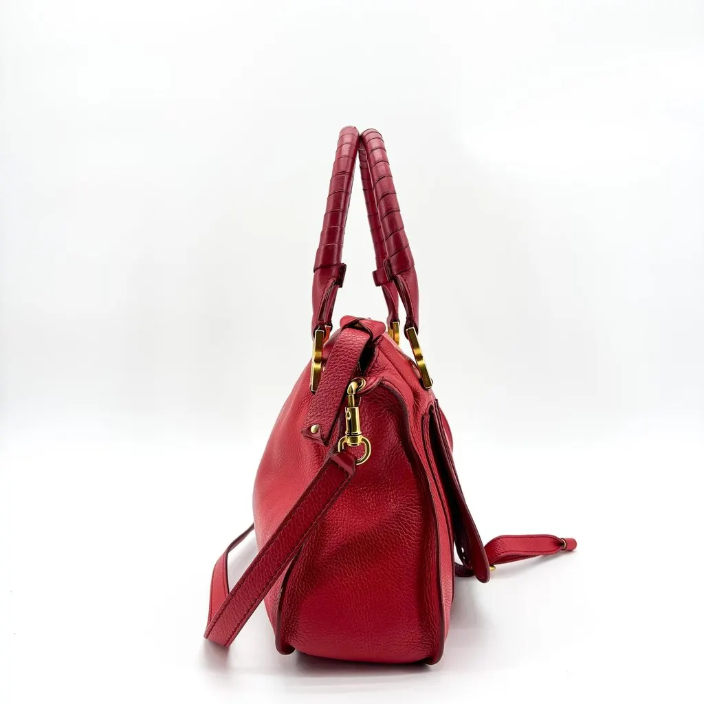 Chloé Chloe Marcie Medium Top Handle Bag Red Red Leather Good - Box View