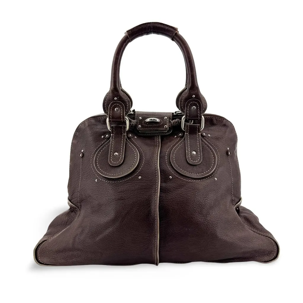Chloé Chloe Paddington Medium Tote Bag Dark Brown Brown Leather Fair - Front View