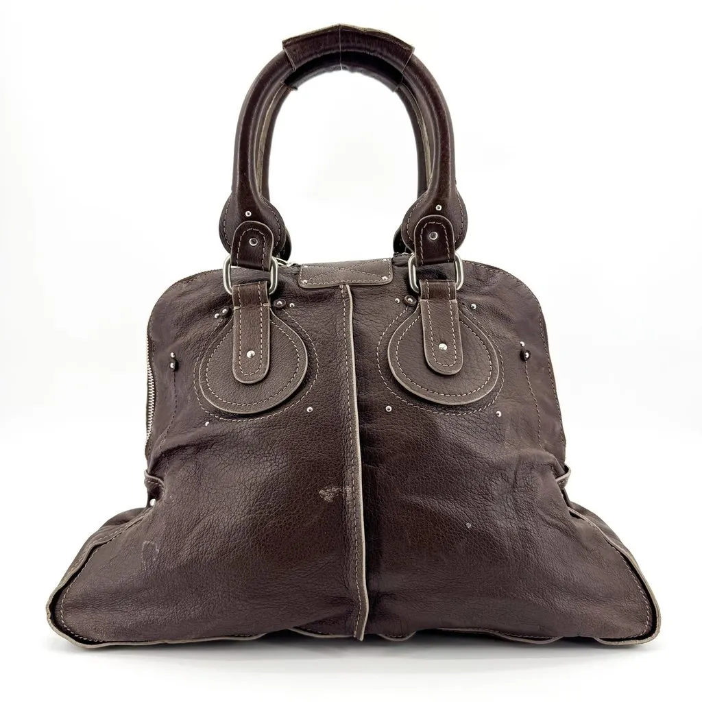Chloé Chloe Paddington Medium Tote Bag Dark Brown Brown Leather Fair - Back View
